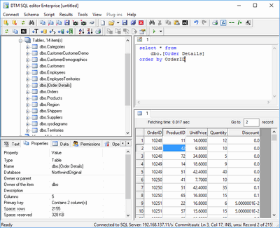 DTM SQL editor screenshots