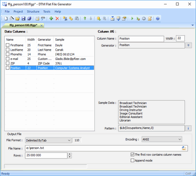 DTM Flat File Generator screen shot